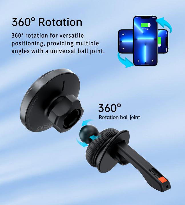 Actual product image Choetech T204-F magnetic car holder with 15W wireless charging - black