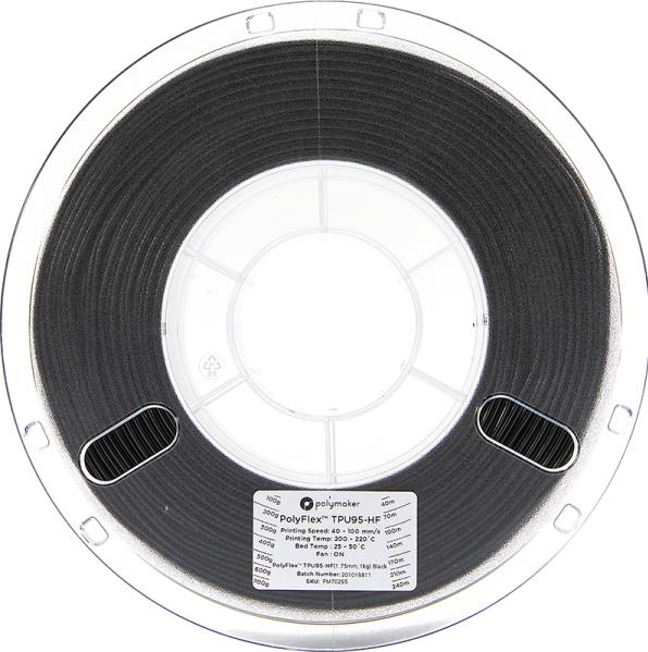 Actual product image Polymaker PolyFlex TPU95-HF - Black - 1.75mm (TPU, 1.75 mm, 1000 g)