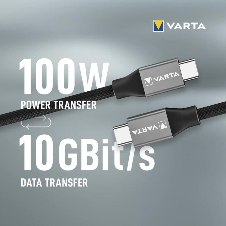 Actual product image Varta Speed Charge & Sync Cable USB Type C to USB Type C (2 m, USB 3.1, 100 W)