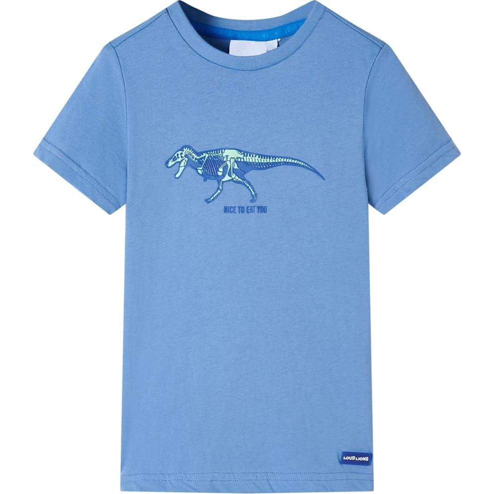 VidaXL, Jungen, Shirt, Kinder-T-Shirt Mittelblau 116,Material: 100, Blau, (116)