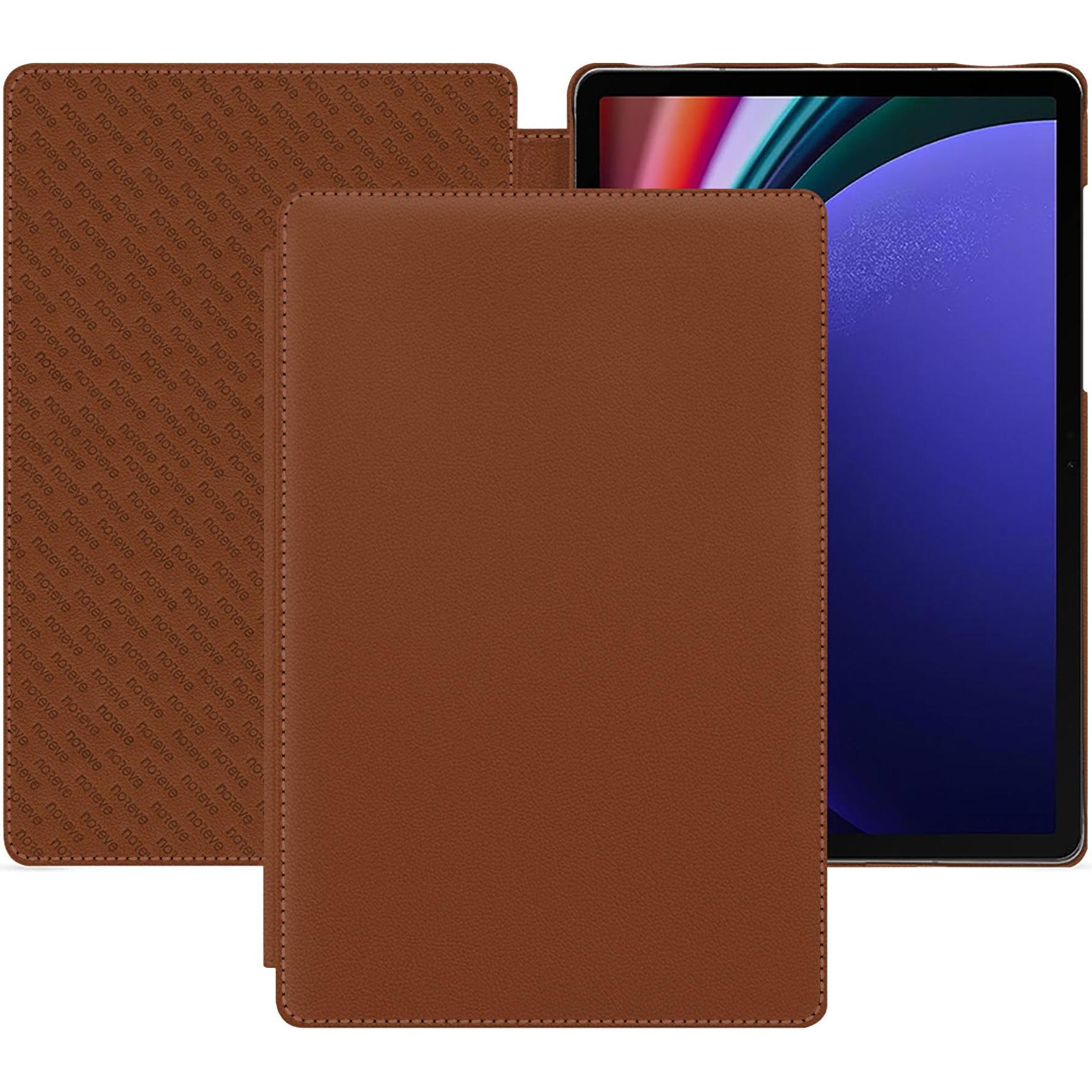 Noreve Lederschutzhülle horizontal (Galaxy Tab S9+), Tablet Hülle, Braun