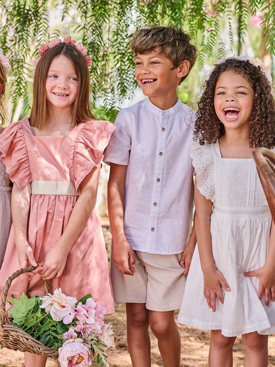 Produktbild Vertbaudet Jungen Hemd mit Stehkragen, Leinenmix (128)