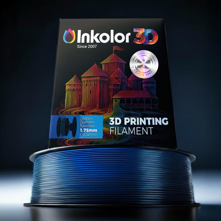 Actual product image Inkolor 3D Filament Silk PLA+ Bicolor Schwarz Blau (PLA+, 1.75 mm, Multicoloured)