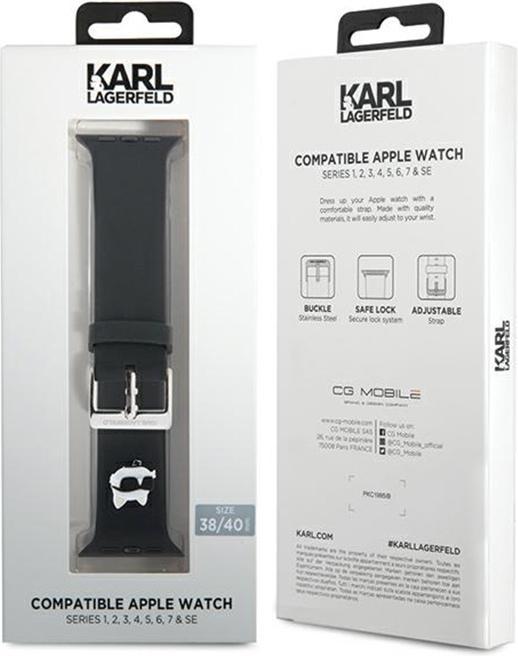 Produktbild Karl Lagerfeld Pasek KLAWMSLCNK Apple Watch 38/40/41mm czarny/black strap 3D Rubber Choupette Heads (41 mm, 38 mm, 40 mm, Silikon, Stahl)