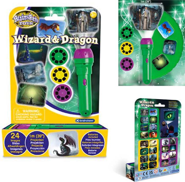 Actual product image Brainstorm Torch and spotlight - magic and dragons (English, French, German, Italian, Spanish)