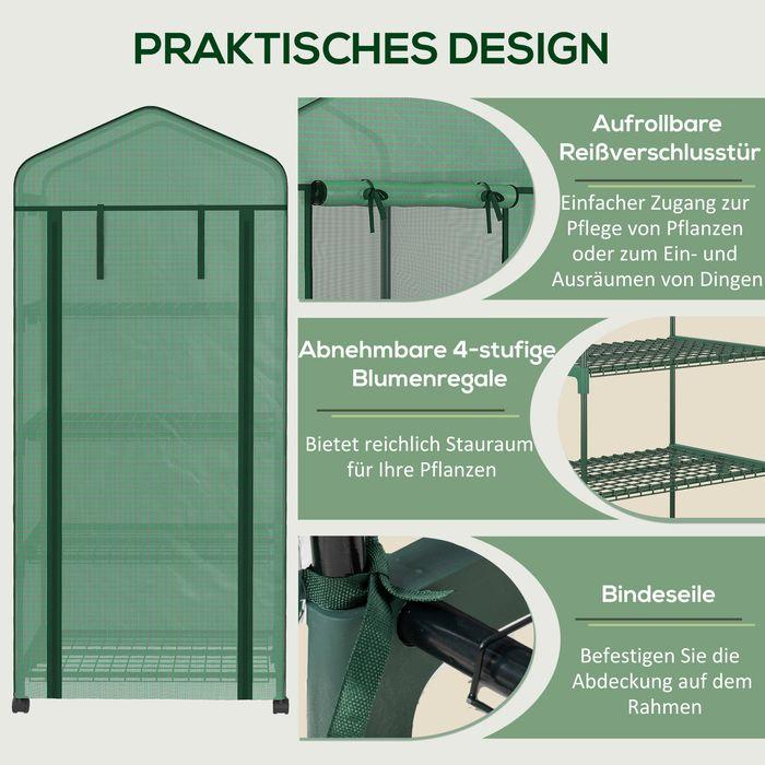 Produktbild Swisshandel24 Folien-Gewächshaus, Mini-Gewächshaus, 4 Regalfächer, 69 x 50 x 165 cm, Grün