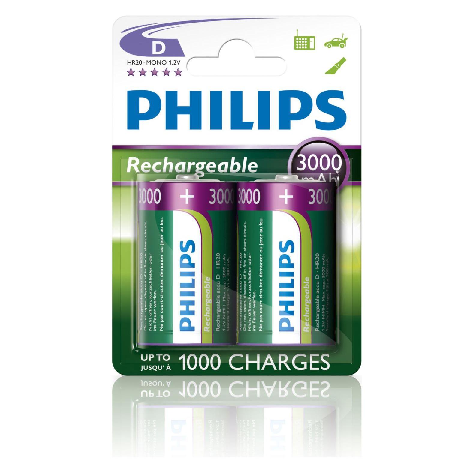 ProPlus Philips Batterien D 3000 mAh 2 Stück im Blister (2 Stk., D, 3000 mAh) (R20B2A300/10)