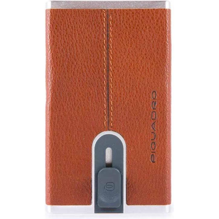 Piquadro Unisex Arancia Portafoglio, Leather Card Holder, Square Sliding System, Arancio, Un,