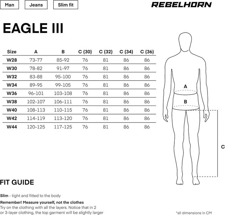 Immagine prodotto Rebelhorn Jeans Motociclistici Eagle III (Uomini, Dimensione normale, 32, Banda radio 38 (2600 MHz))