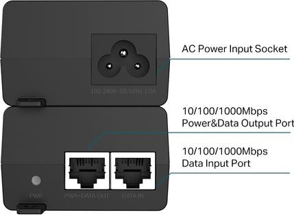 Produktbild TP-Link PoE+-Injektor-Adapter TL-POE160S Ethernet LAN (RJ-45) Anschlüsse 1x10 (802.3at (PoE+), 802.3af (PoE), 30 W)