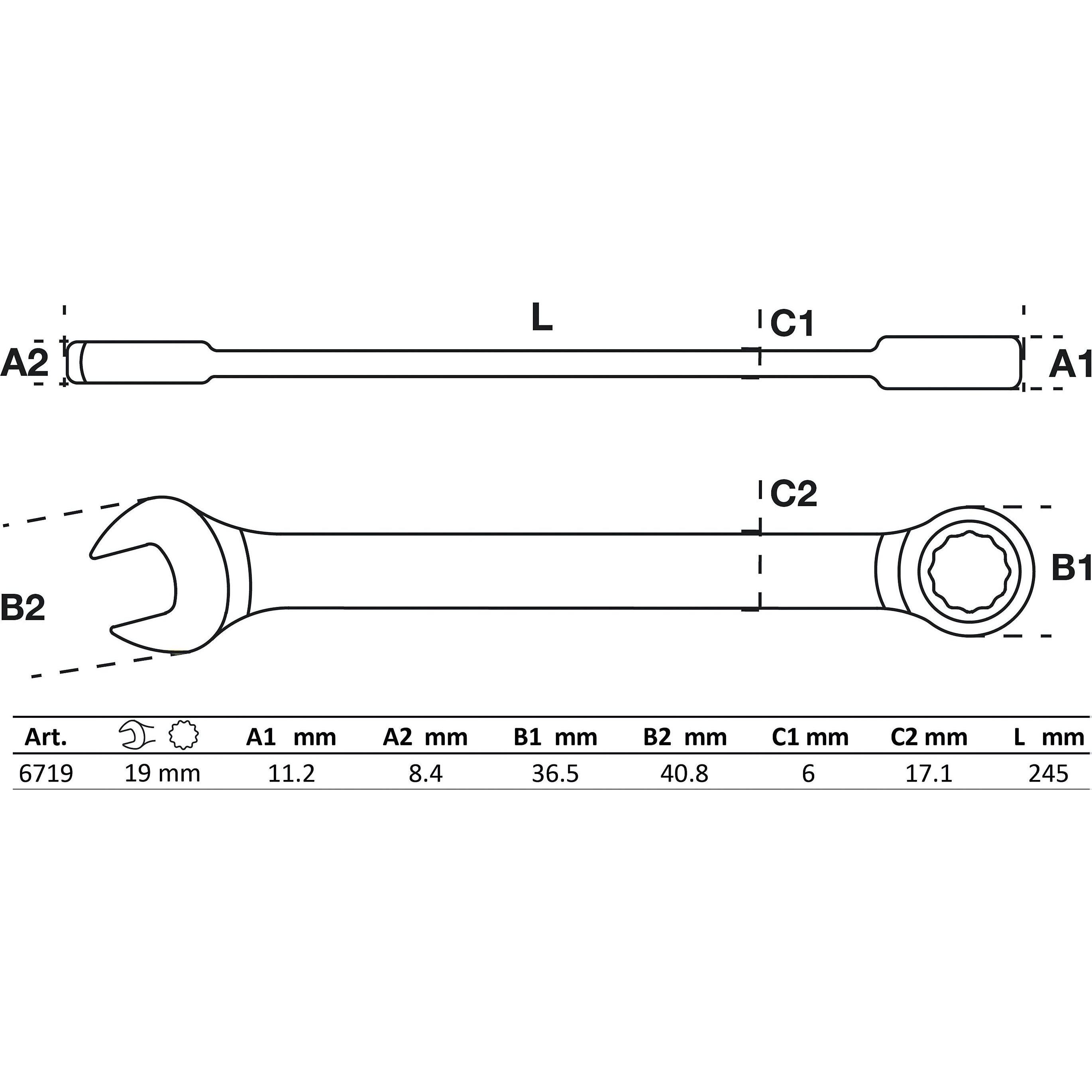 Thumbnail - BGS, Schraubenschlüssel, Ratschenring-Maulschlüssel abwinkelbar SW 19 mm (19 mm)