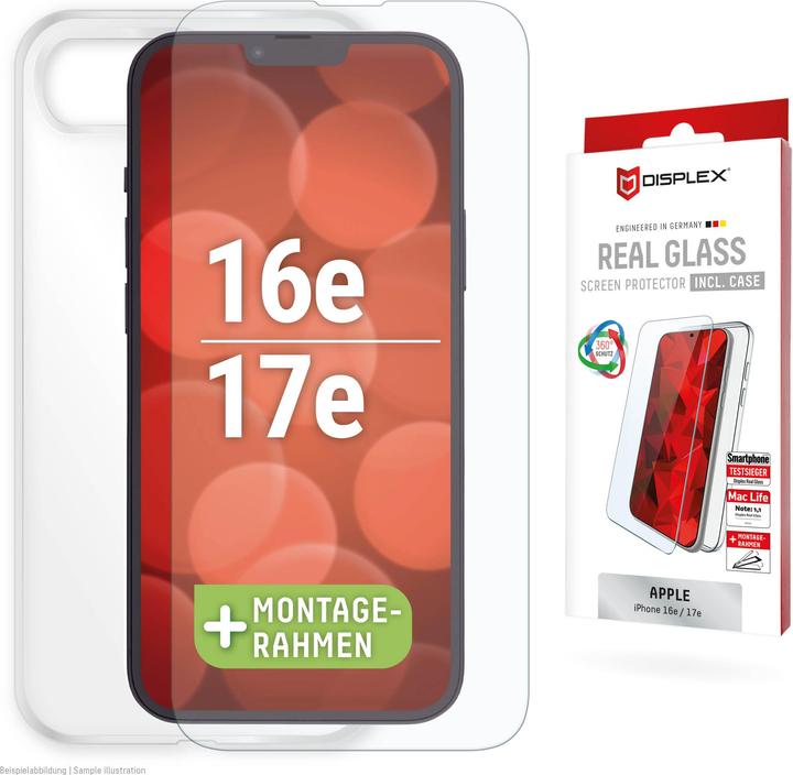 Produktbild Displex Real Glass, 2D Panzerglas + Handyhülle (1 Stk., Apple iPhone 16e, Apple iPhone 17e)