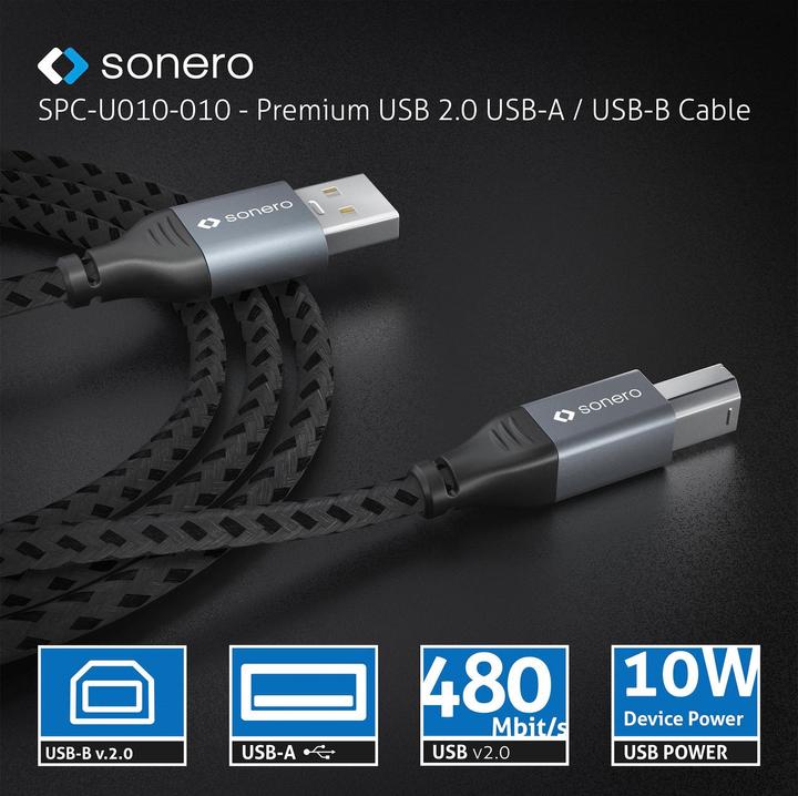 Produktbild Sonero USB A – USB B (5 m, USB 2.0)