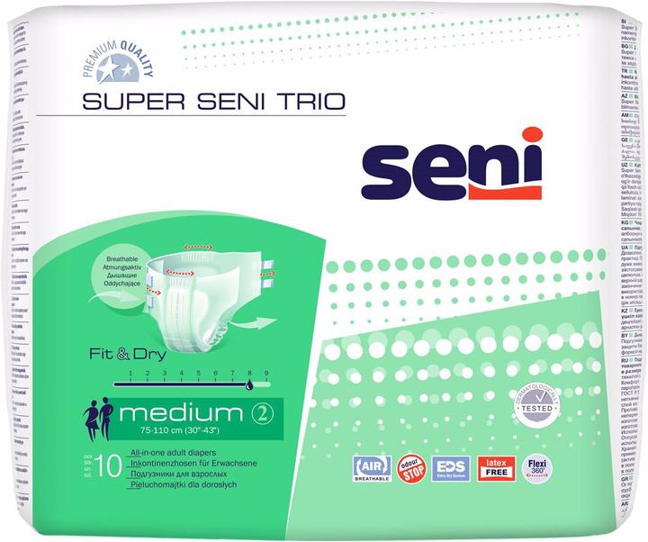 Seni Trio Windelhosen M atmungsaktiv Hüftumfang 75-110cm 8 Tropfen (10 x, M)