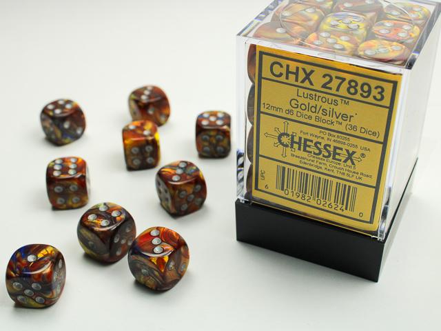 Produktbild Chessex Lustrous® 12mm d6 Gold/silver Dice Block (36 dice)