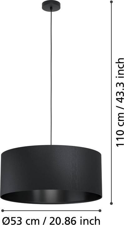 Produktbild EGLO Pendelleuchte MASERLO 1 1x E27, Schwarz (E27)