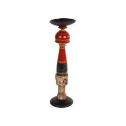 Candeliere, Portacandela Sam in legno riciclato multicolore