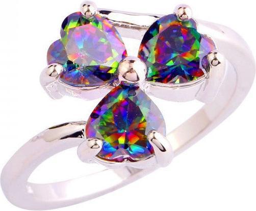 Image du produit Hermex Bague argentée avec topaze arc-en-ciel - taille 63 / Size 10 (10, 63)