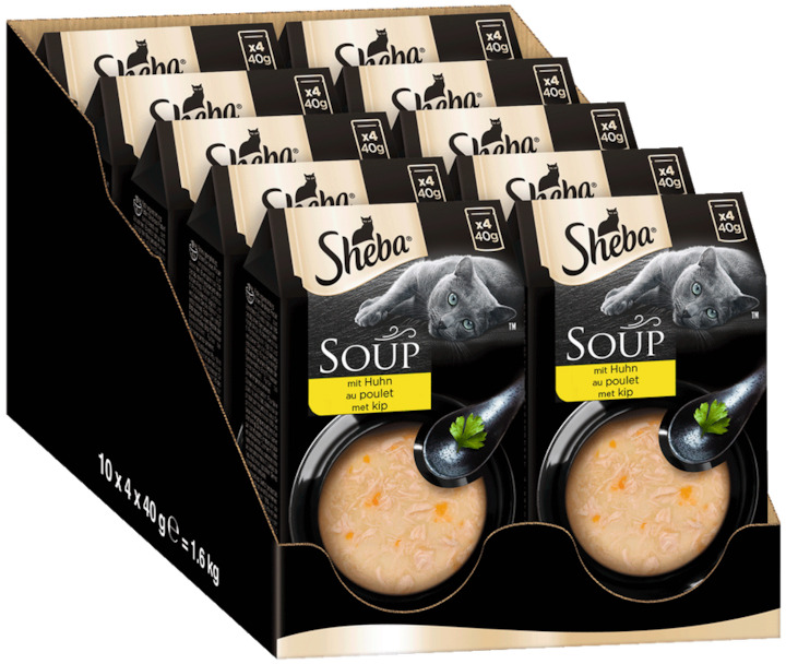 Produktbild Sheba SOUP Multipack Portionsbeutel Huhn (Adult, 40 Stk., 1600 g)