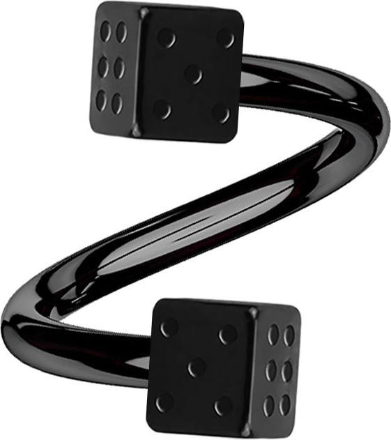Produktbild Star Piercing Micro Spirale schwarz mit zwei Würfel (ohne Messing, Chirurgenstahl 316L)
