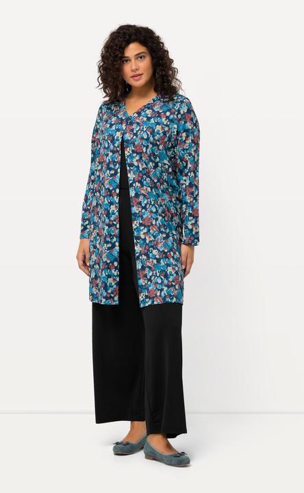 Produktbild Ulla Popken Jerseyjacke, Pinselstriche, A-Linie, V-Ausschnitt (58)