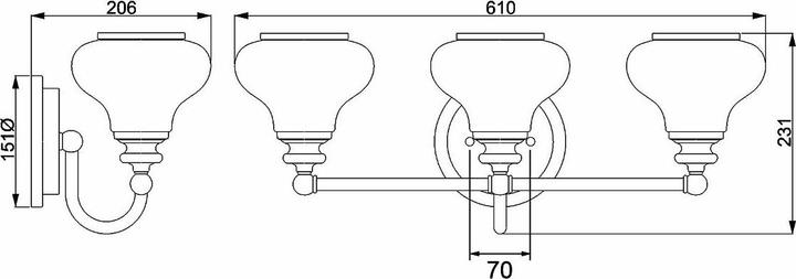 Produktbild Elstead Lighting Ainsley LED Wandleuchte G9 3-fach Poliertes Chrom IP44 (960 lm, G9)