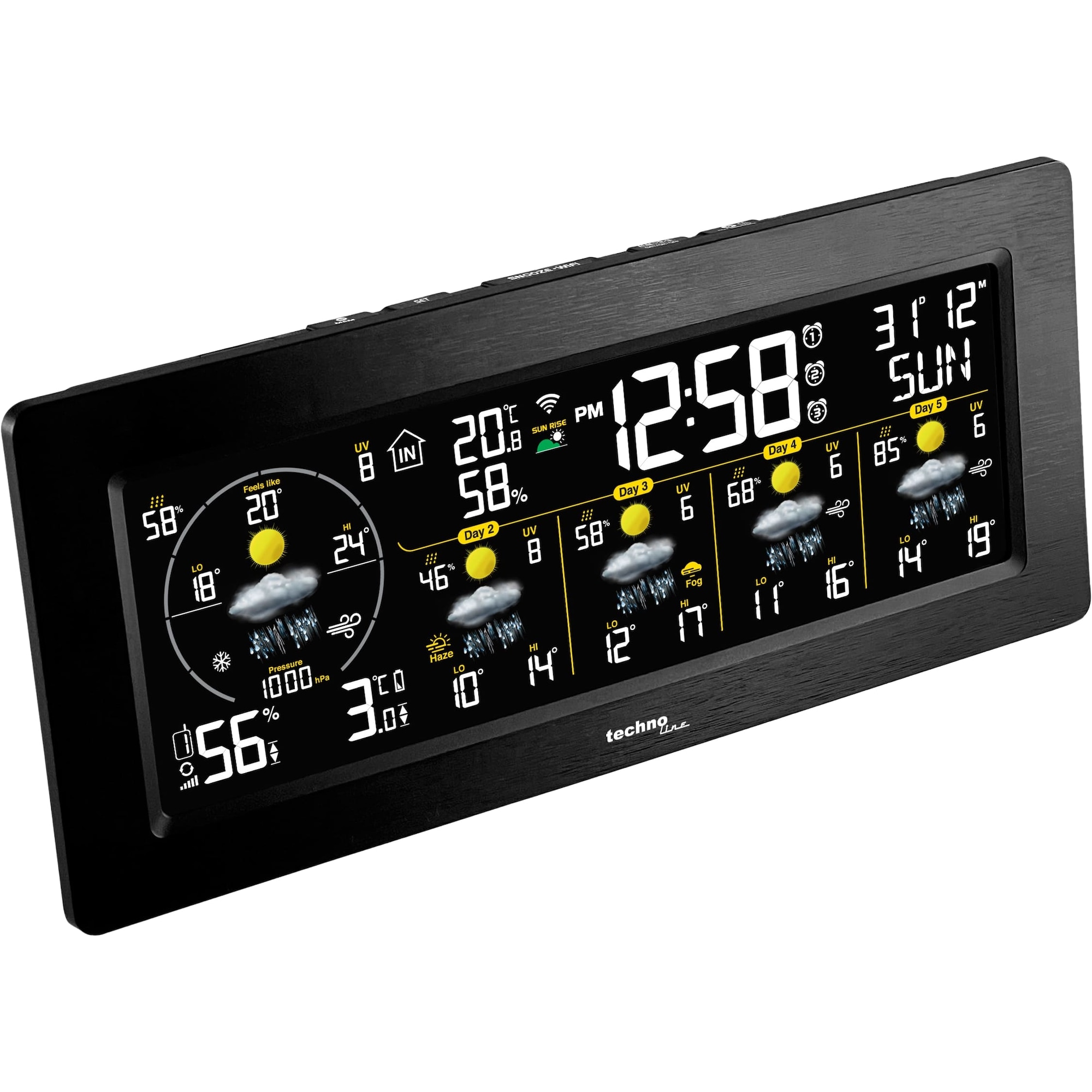 Technoline Wetterstation WD 3050, Wetterstation, Schwarz