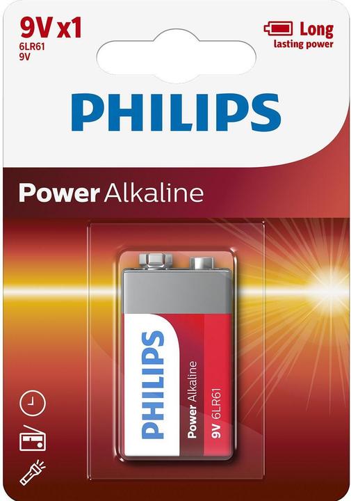 Actual product image Philips Power Life 6LR61P1B - Battery 9V - Alkaline (1 pcs., 9V Block)