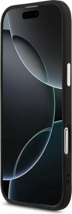 Image du produit Guess Case Magsafe PU Leather Case With Triangle Logo Silver Metal Camera Frame For iPhone 17 Air Bl (Apple iPhone 17)