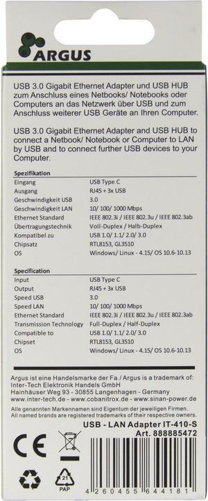 Produktbild Intertech INTER-TECH ARGUS IT-410-S Adapter USB-Typ C (USB-C, 4 Ports)