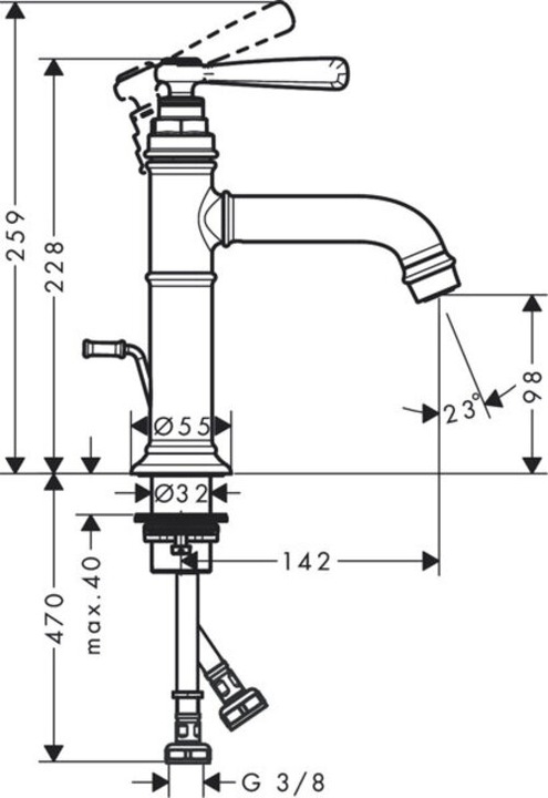 Actual product image Axor Montreux single lever washbasin mixer 100, pop-up waste, 142mm projection