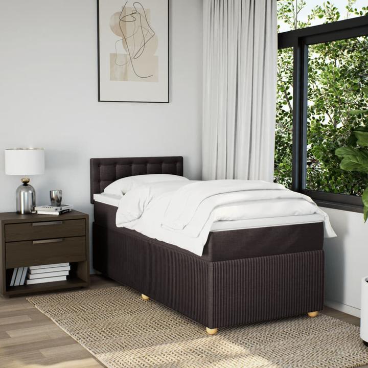 Produktbild VidaXL Boxspringbett Polsterbett Bett mit Matratze Dunkelbraun 80x200cm Stoff (80 x 200 cm, 80 x 200 cm)