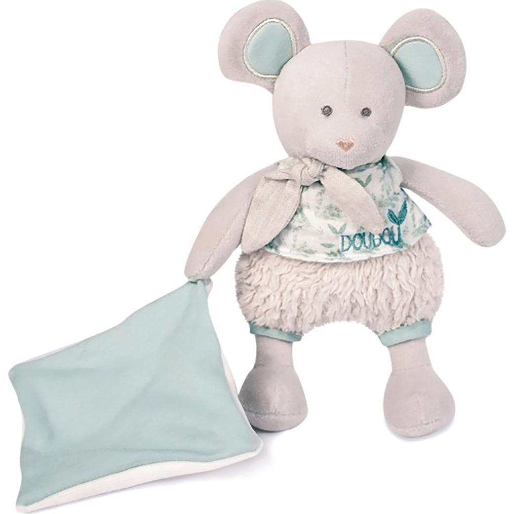 Thumbnail - Doudou et Compagnie, Schmusetuch, Bio Maus mit Schmusetuch,olivgrün 22cm