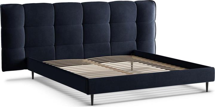 Actual product image Micadoni Velvet Storage Bed With Headboard, "Eric", Royal Blue, 220x270x114 Made in Europe (180 x 200 cm)