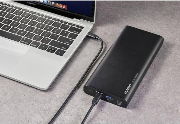 Actual product image Voltcraft VC PB PD140W Powerbank 22400 mAh Quick Charge 3.0, Power Delivery 3.0 Li-Ion Black (matt) Statusan (22400 mAh, 45 W, 82.88 Wh)