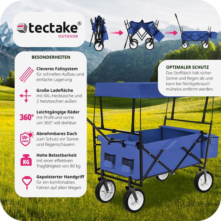 Actual product image tectake Foldable handcart with roof and carry bag