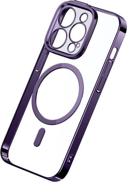 Image du produit Baseus Étui magnétique pailleté pour iPhone 14 Pro (violet) + verre trempé + kit de nettoyage (Apple iPhone 14 Pro)