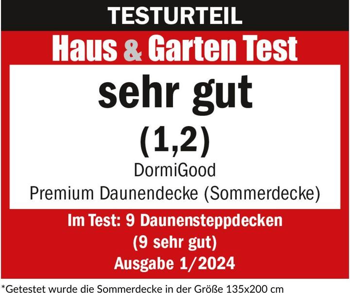Actual product image DormiGood Premium Daunendecke, 100% Daunen (250 g, 155 x 220 cm)