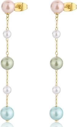 Immagine prodotto Sagapo S'AgapÃµ - Long gold-plated earrings with colored pearls Wisdom SWI38