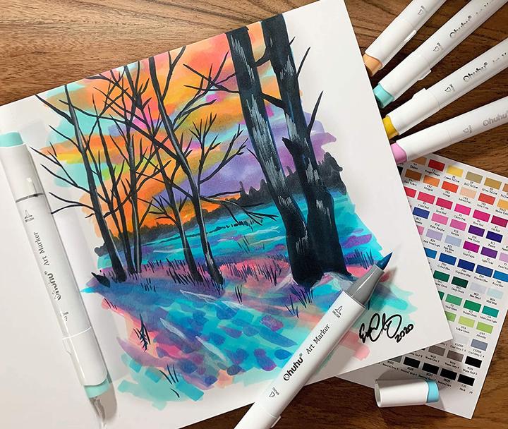 Image du produit Ohuhu Carnet de croquis d'art (21 x 21 cm, Blanc, Couverture rigide)