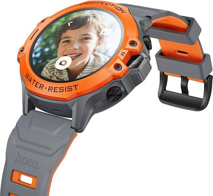 Actual product image Hoco Tablet accessories Smartwatch for kids 1,28" 4G GPS with call function Y107 orange (4G)