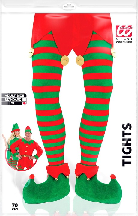 Produktbild Widmann Weihnachts Grün/Rot getreifte Strumpfhose 70 DEN Grösse XL (70 DEN)