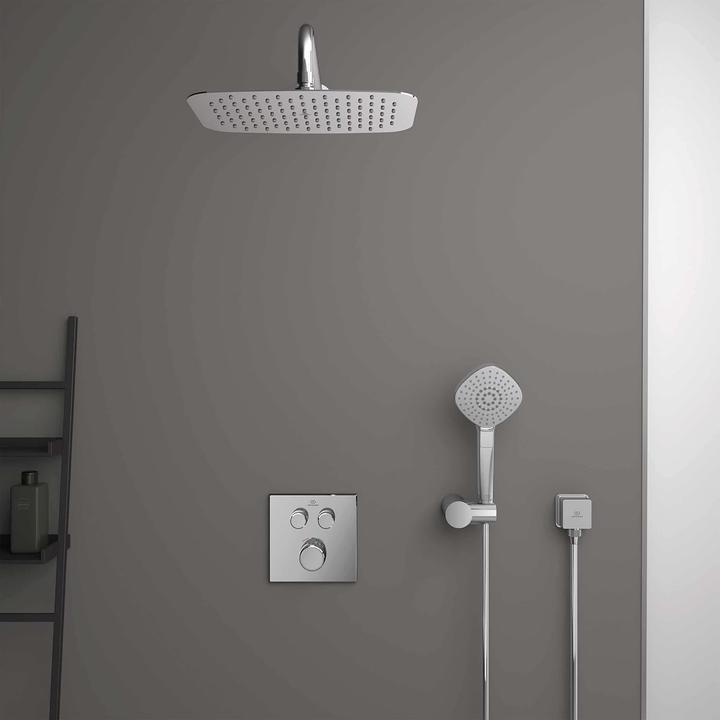 Actual product image Ideal Standard IDS flush-mounted shower thermostat Navigo CERATHERM 2 consumer, angular chrome