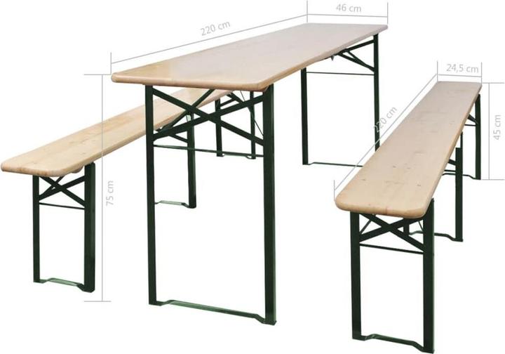 Produktbild vidaXL Tisch und Bank (220 x 46 x 75 cm)