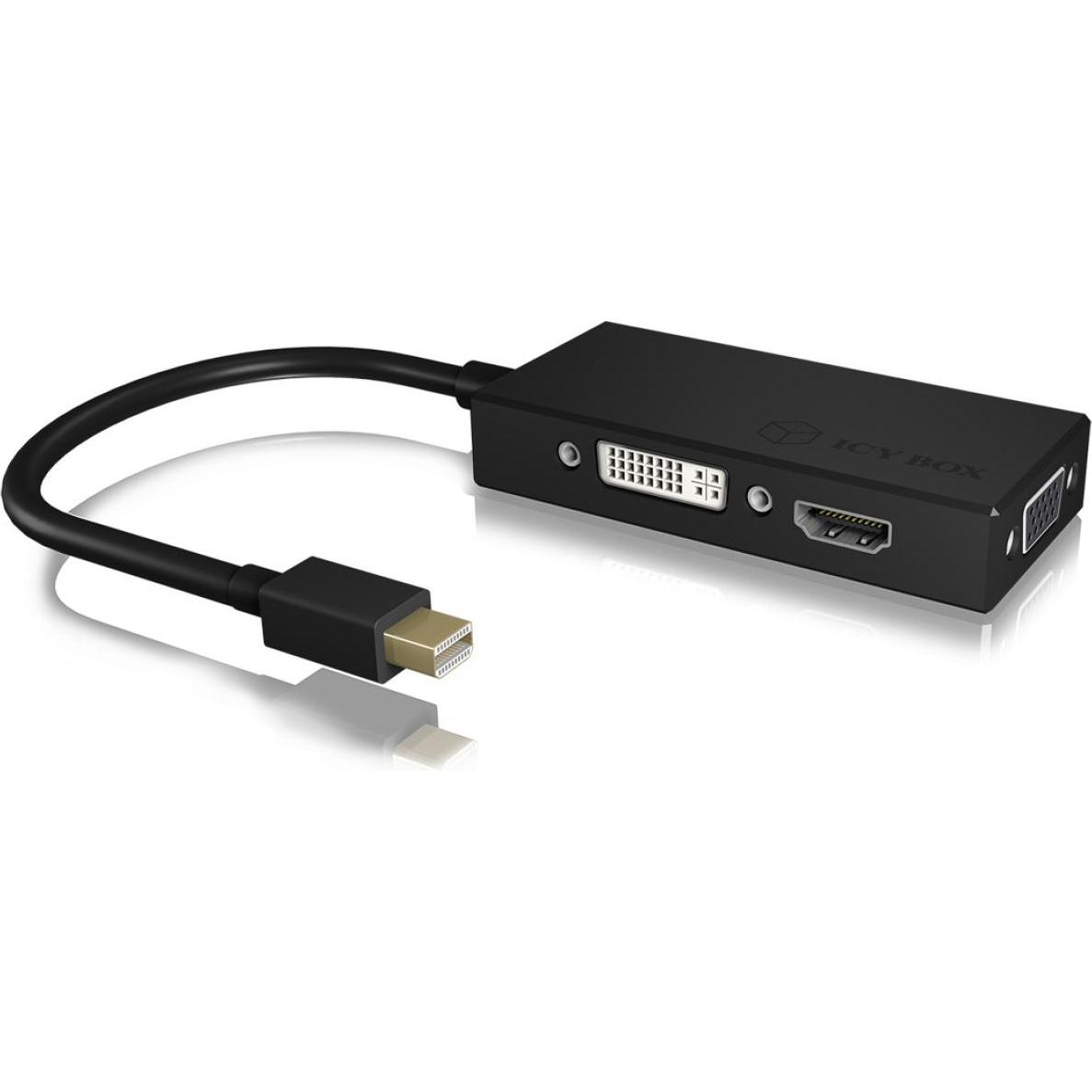 Icy Box Mini DisplayPort zu (DVI, HDMI, VGA, 4 cm), Data + Video Adapter, Schwarz