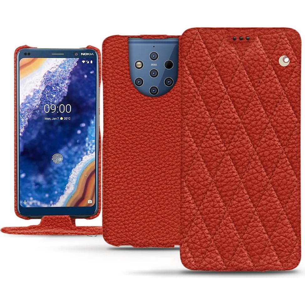 Noreve Lederschutzhülle vertikal (Nokia 9 PureView), Smartphone Hülle, Orange