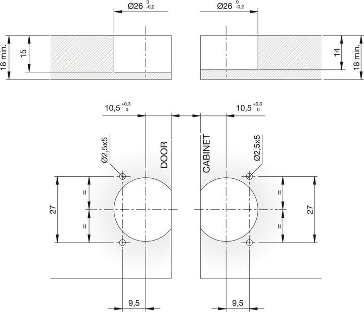 Produktbild Italiana Ferramenta KIMANA Klappenband, 3-teilig, Zamak schwarz nickelfärbig (1 Stk.)
