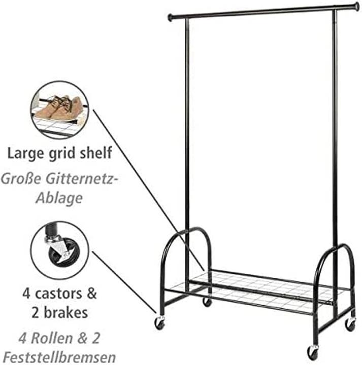 Actual product image Wenko Telescopic coat rack Profi 50696100 black metal 121.0 x 185.0 cm