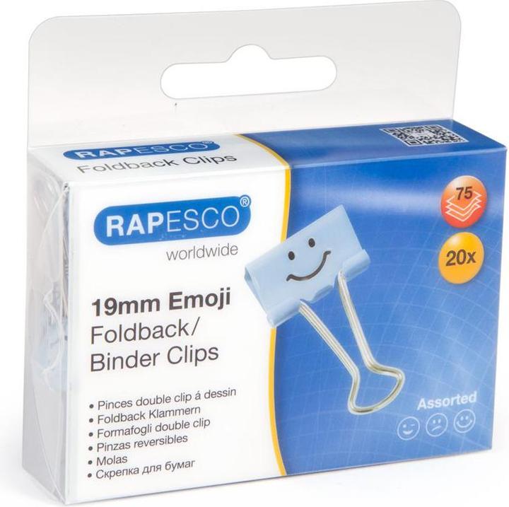 Immagine prodotto Rapesco 1350 Clip di fissaggio Emoji Foldback da 19 mm (azzurro) - 20 clip (20 x)