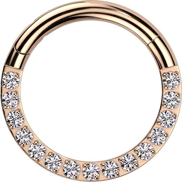 Produktbild Star Piercing Micro Segmentring klappbar rosegold front Kristalle silber (ohne Messing, Titan G23)